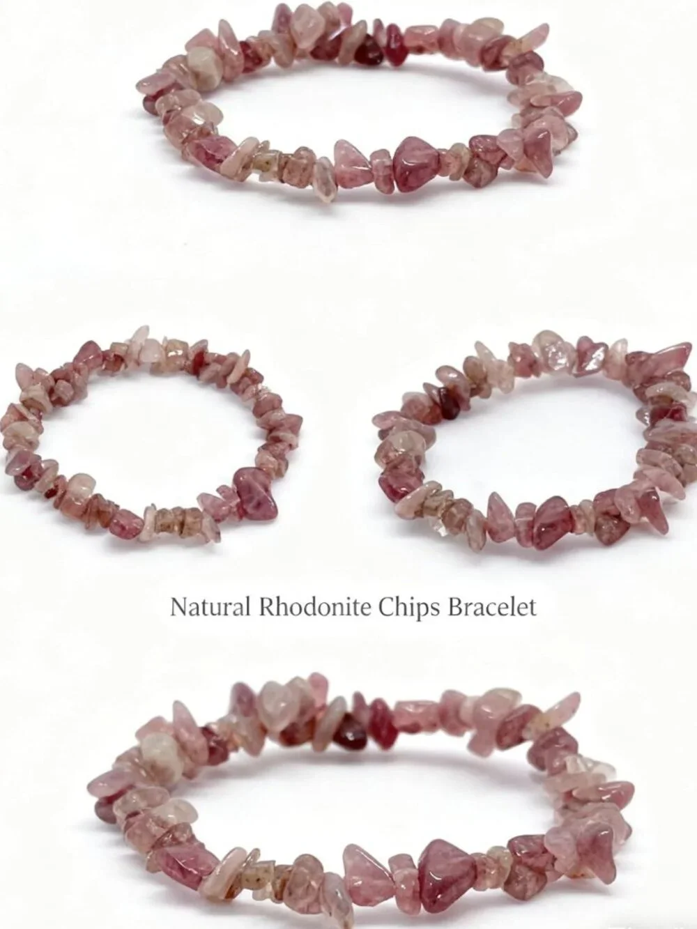 Dainty Pink Madagascar Rose Quartz Chip Bracelet | Natural Crystal Beaded